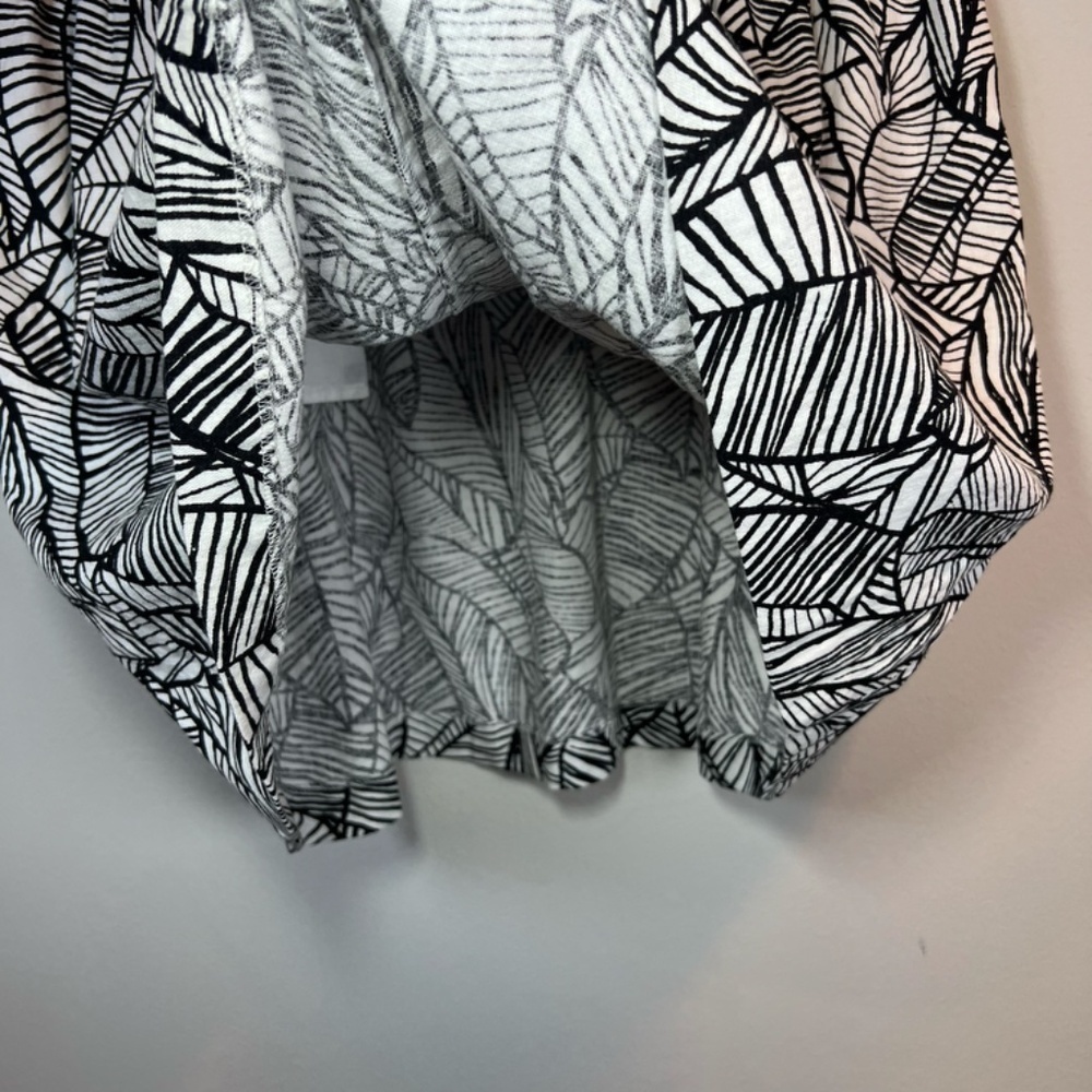 Loft Linen Blend Skirt Black Ivory Tropical Leaf Pockets Summer NEW Large Petite - Picture 10 of 10